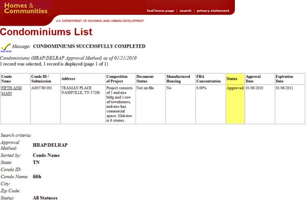 Fifth 5th and main FHA approval