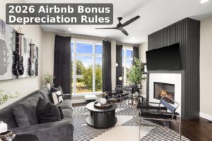 Airbnb short term rental interior with furnishings eligible for bonus depreciation 2026