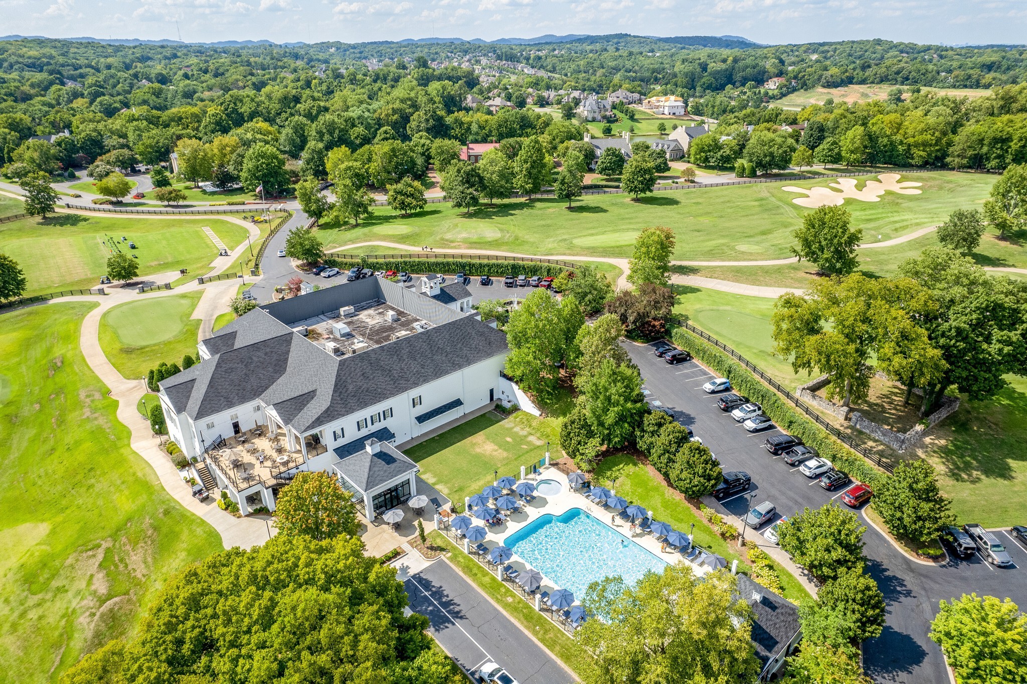 Governors Club Brentwood TN clubhouse and golf course aerial view in Williamson County near Nashville