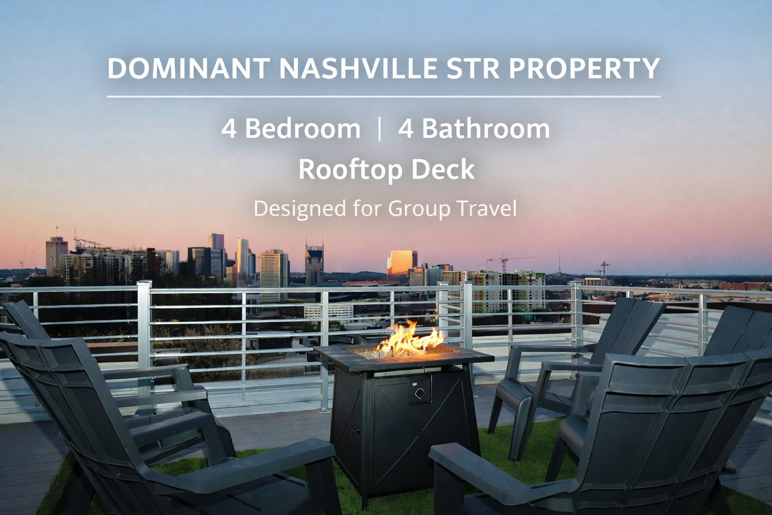 Nashville short term rental townhome with rooftop deck designed for group Airbnb travel