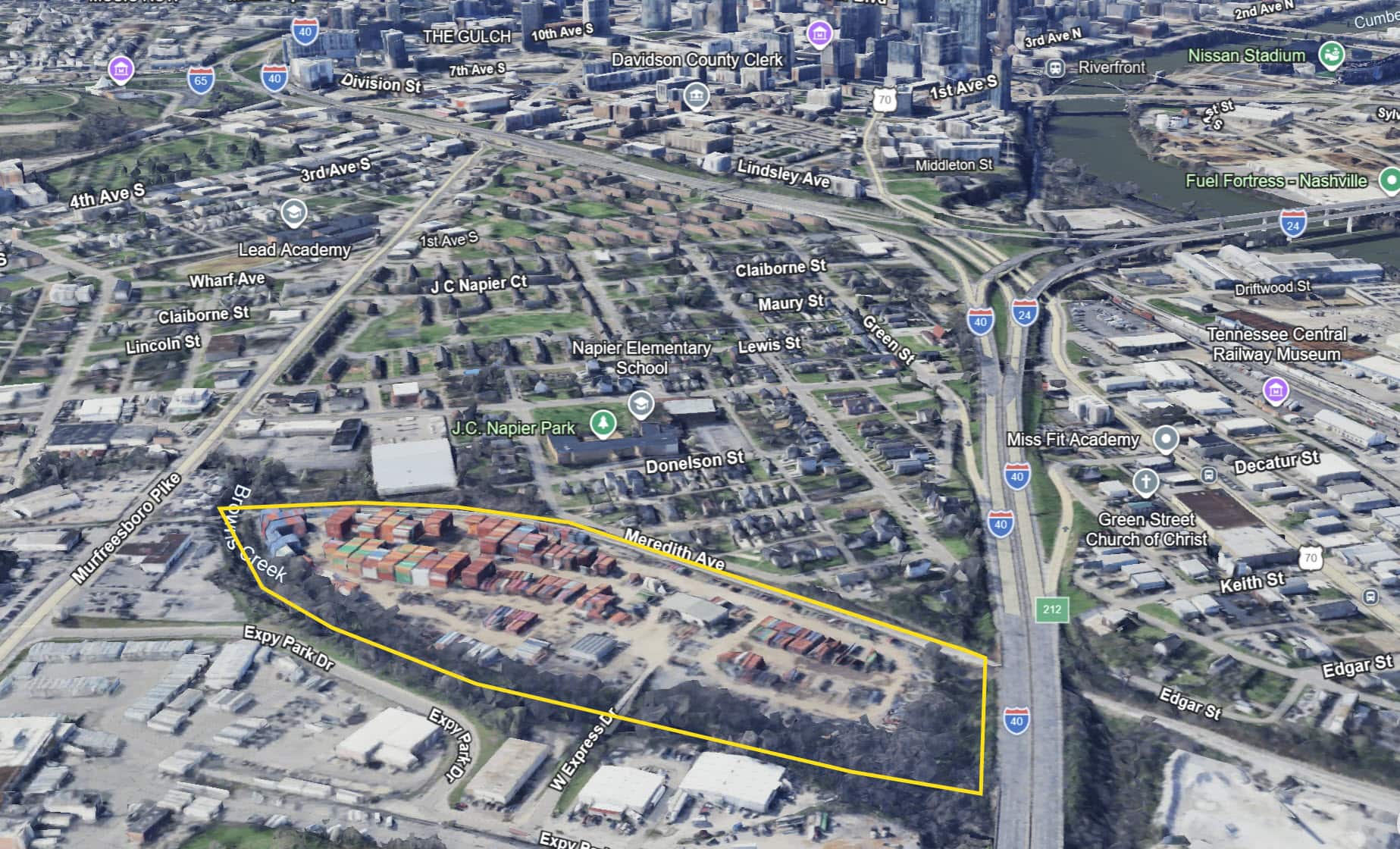 131 West Express Drive Nashville industrial site aerial near downtown and Trevecca Nazarene University logistics property