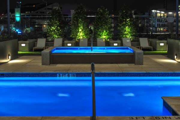 Twelve Twelve Nashville pool and spa with outdoor lounge seating