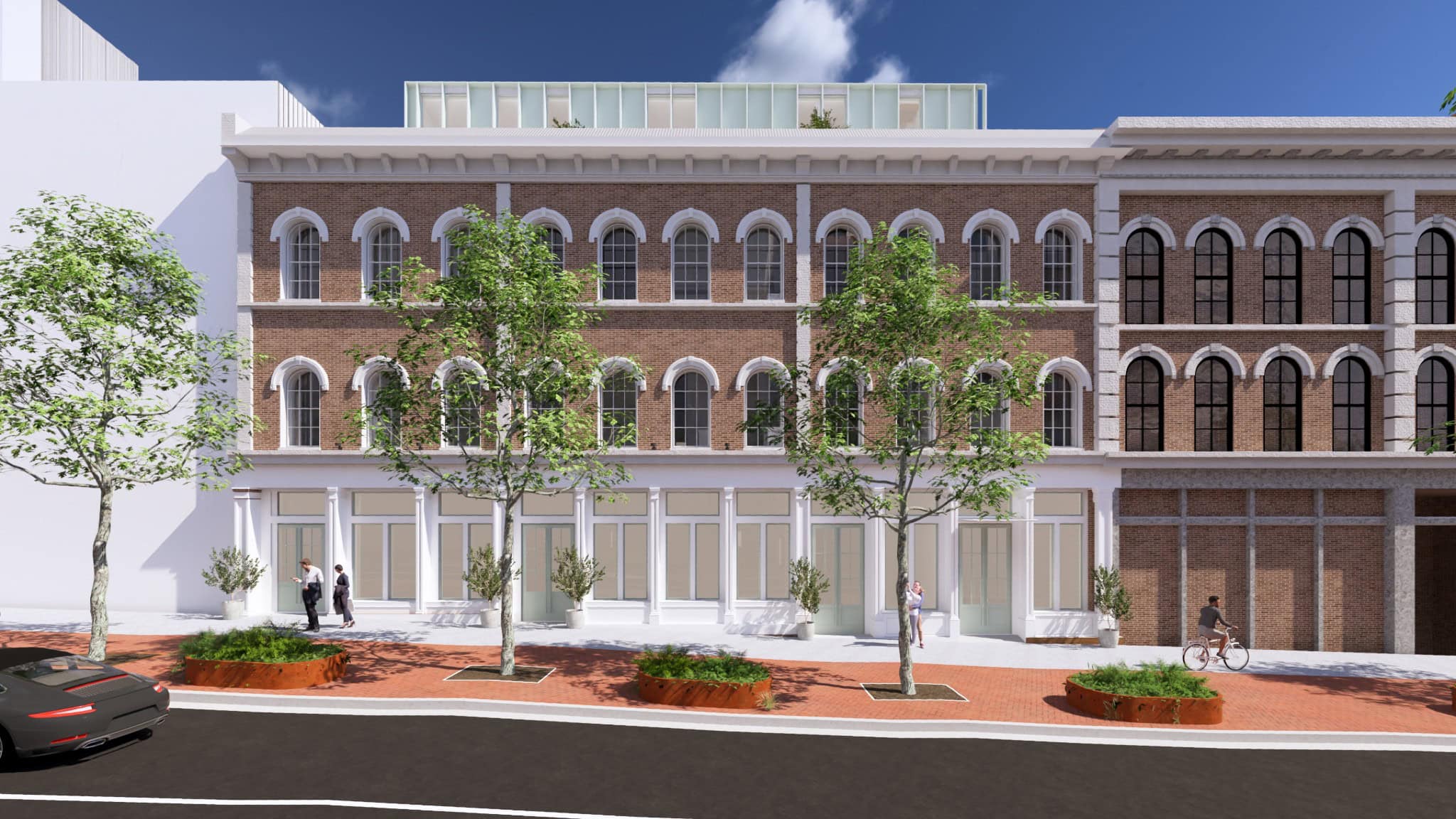 Heritage at Broadway Nashville Airbnb building front exterior rendering, downtown Nashville luxury new construction at 160 2nd Avenue North