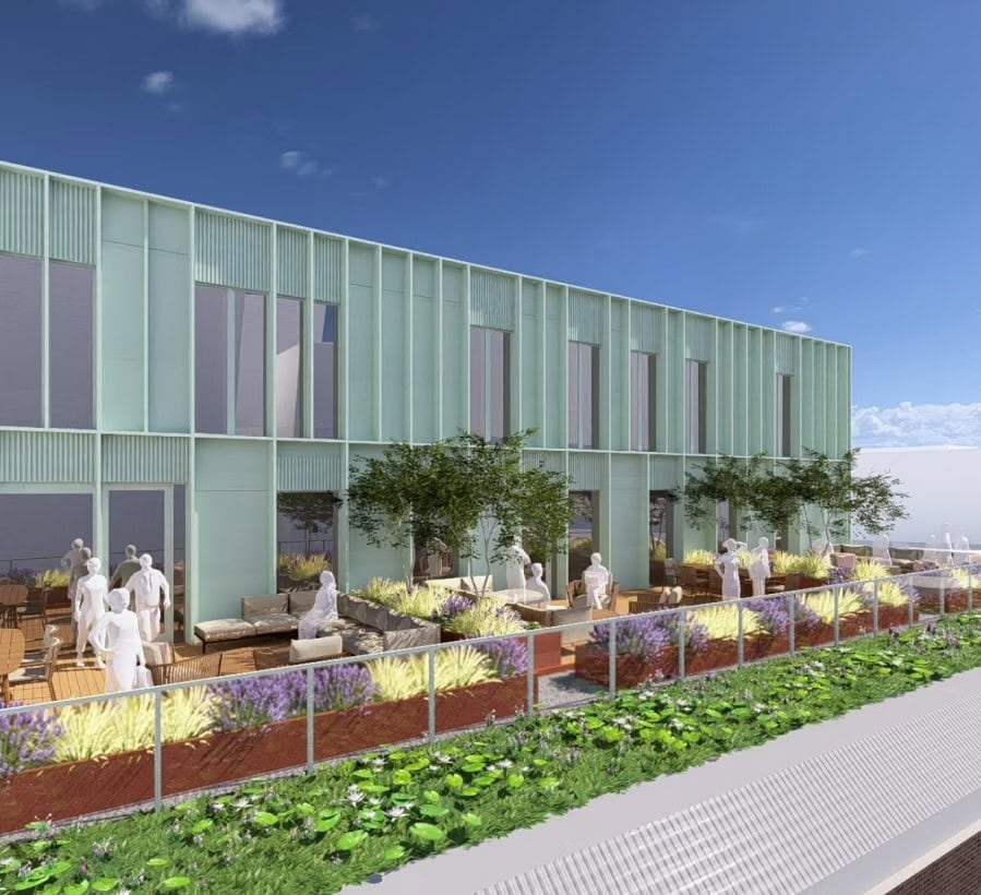 Heritage at Broadway Nashville rooftop terrace pavilion rendering, downtown Nashville luxury amenity