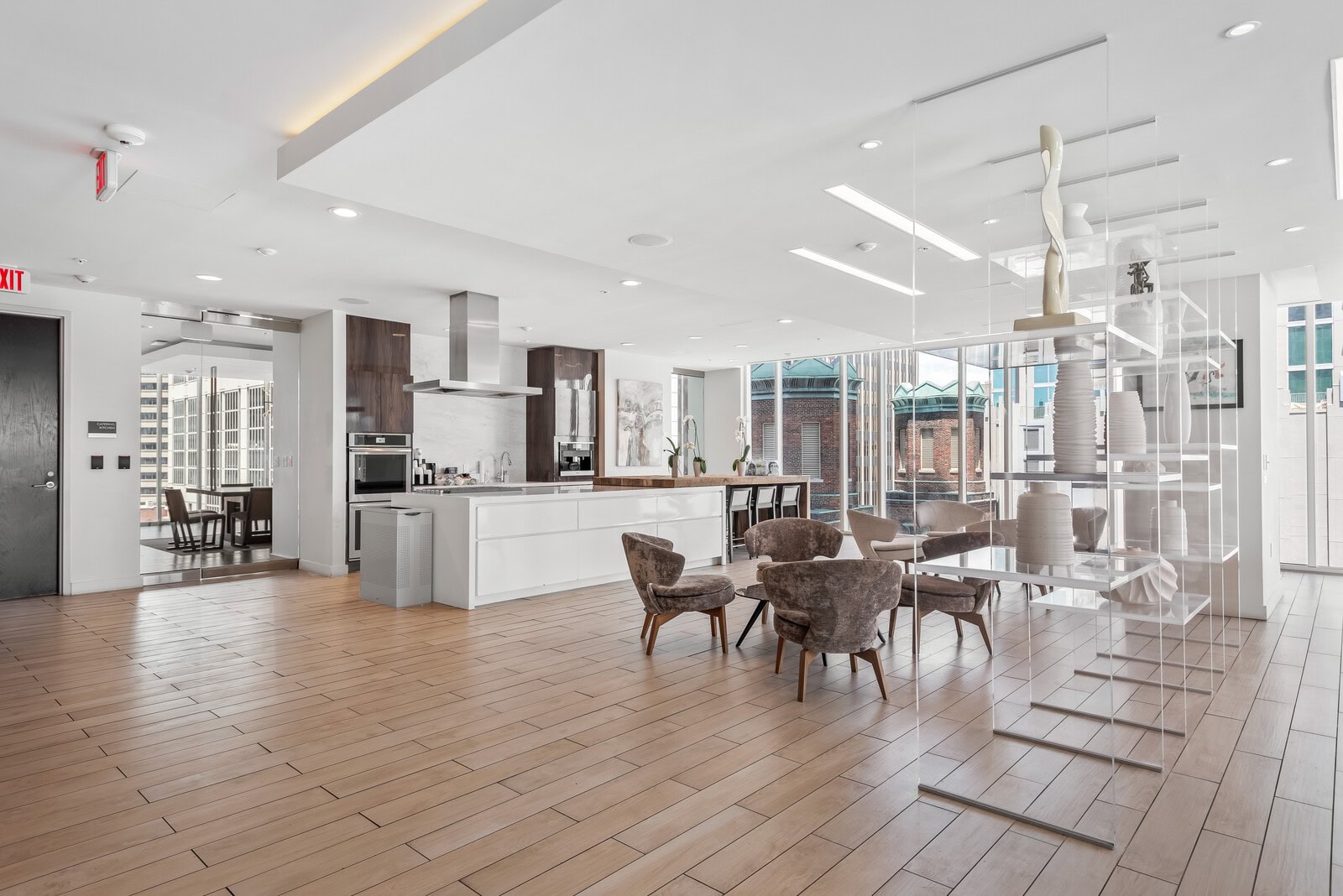 505 Nashville condominium interior with floor-to-ceiling windows and Downtown skyline views
