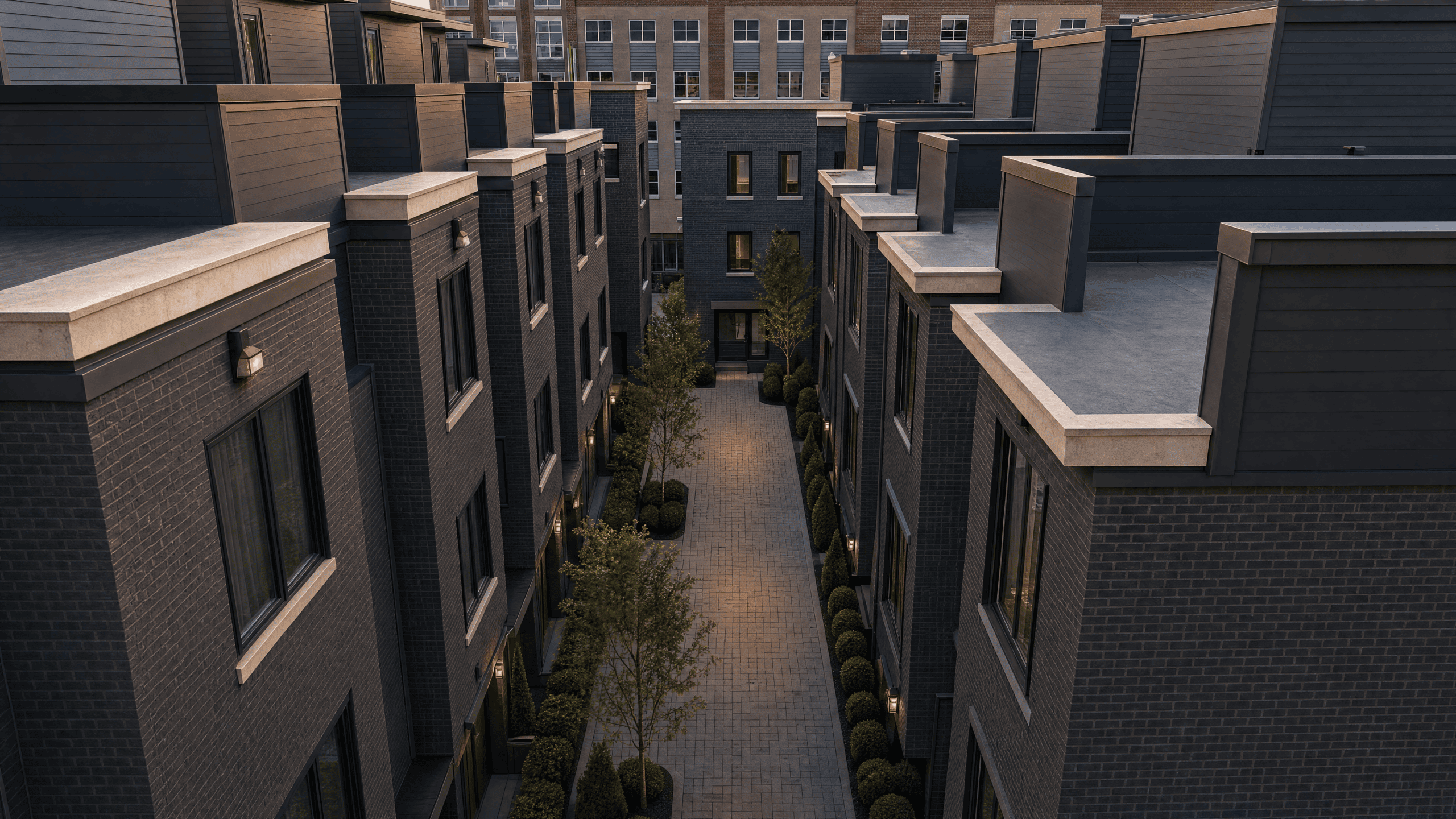 Hanover Germantown luxury attached city homes architectural rendering, 52-home development in historic Germantown Nashville delivering Summer 2026