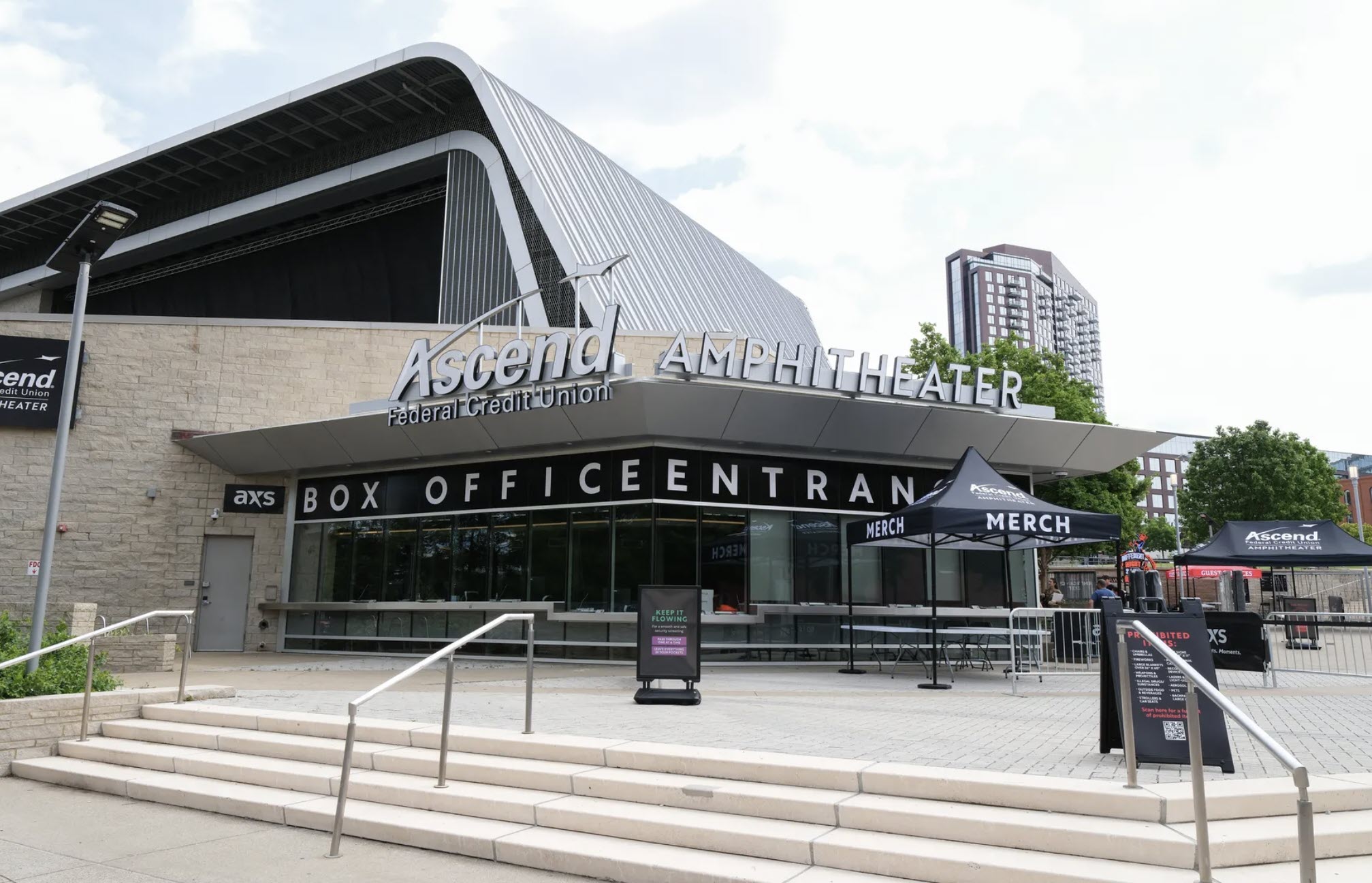 Ascend Amphitheater after Ryman Hospitality Properties' $13.1 million renovation in SoBro Nashville along the Cumberland River