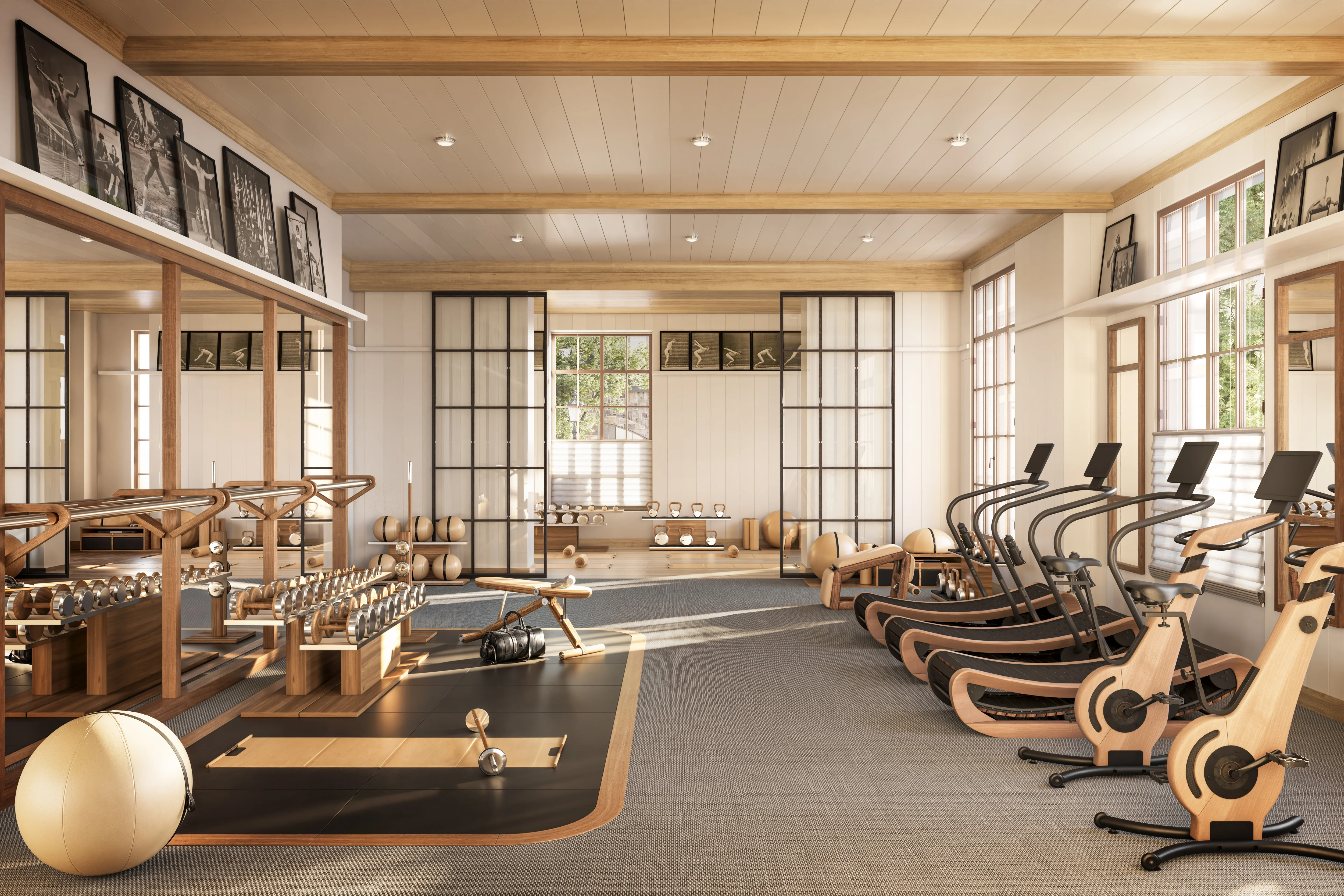 Belle Meade Village wellness suite rendering with pilates studio and spa