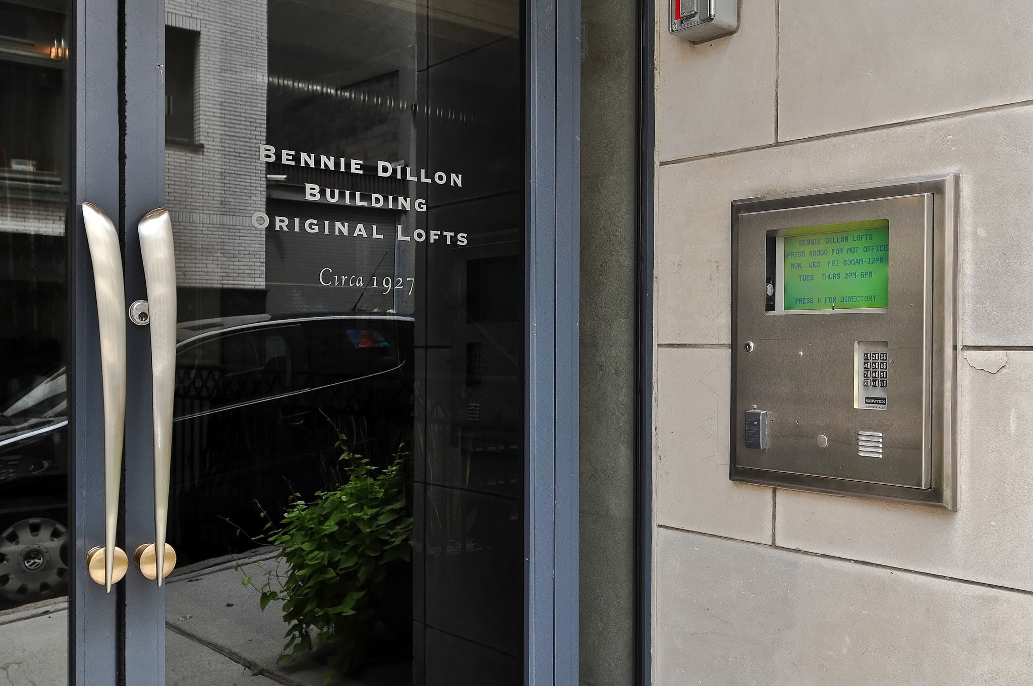 Bennie Dillon secured entrance at 700 Church Street in Downtown Nashville historic condo building