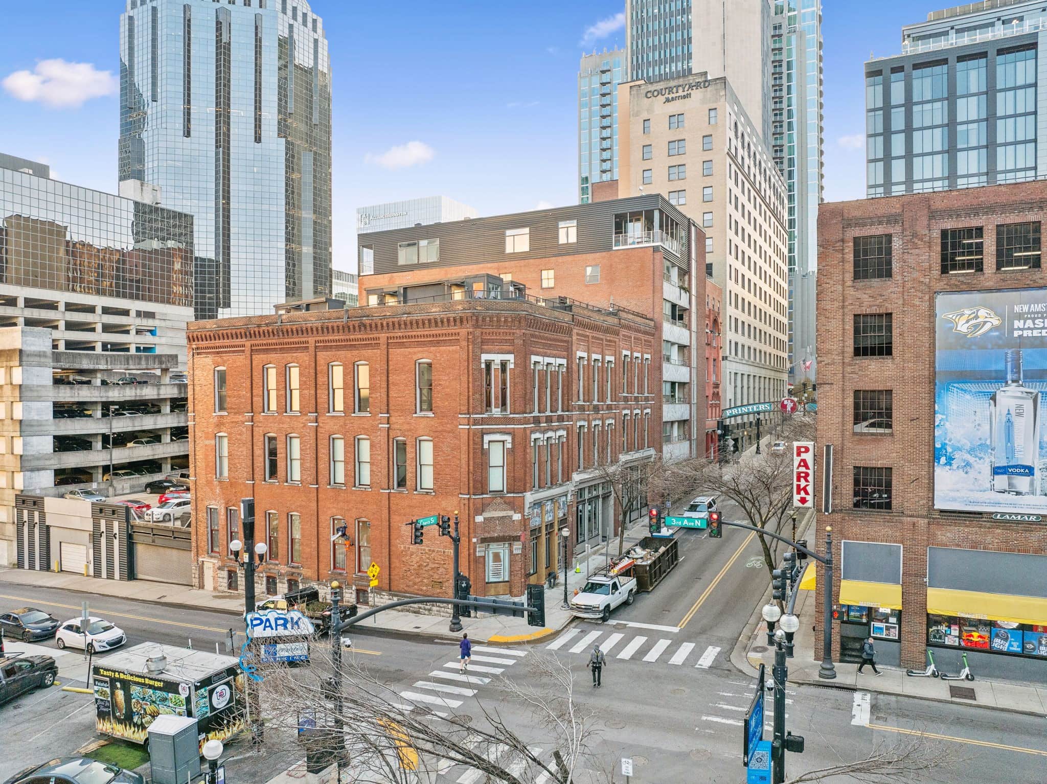 Church Street Lofts secured entrance at 305 Church Street in Downtown Nashville Downtown Core condo building