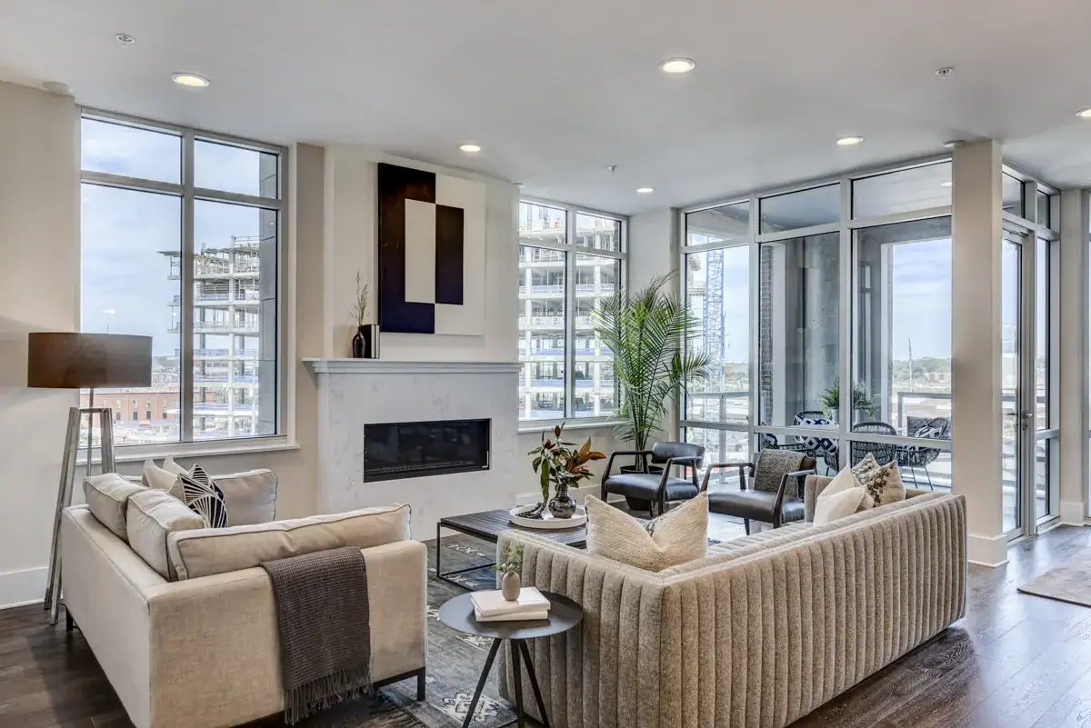 City Lights 8-story boutique luxury condo building at 20 Rutledge Street in Rutledge Hill, Downtown Nashville
