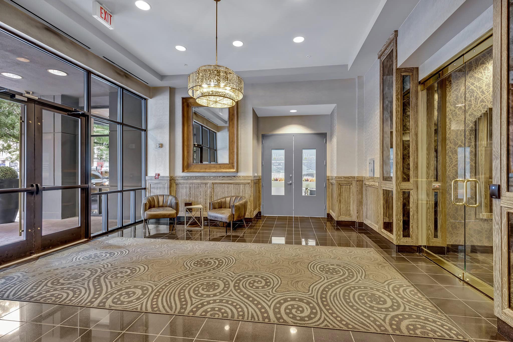 Cumberland Penthouses secured entrance at 555 Church Street in Downtown Nashville Downtown Core condo building