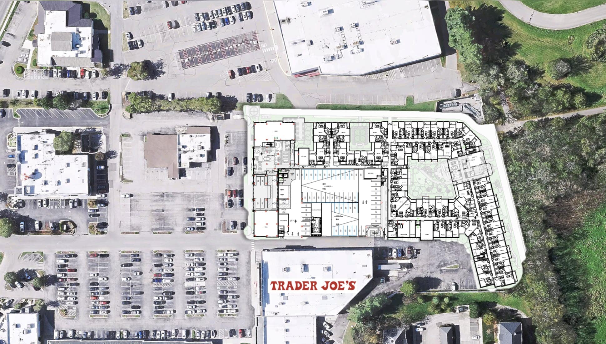 Novel Richland Creek 277-unit apartment site plan overlay at West Nashville Trader Joe's on White Bridge Road May 2026