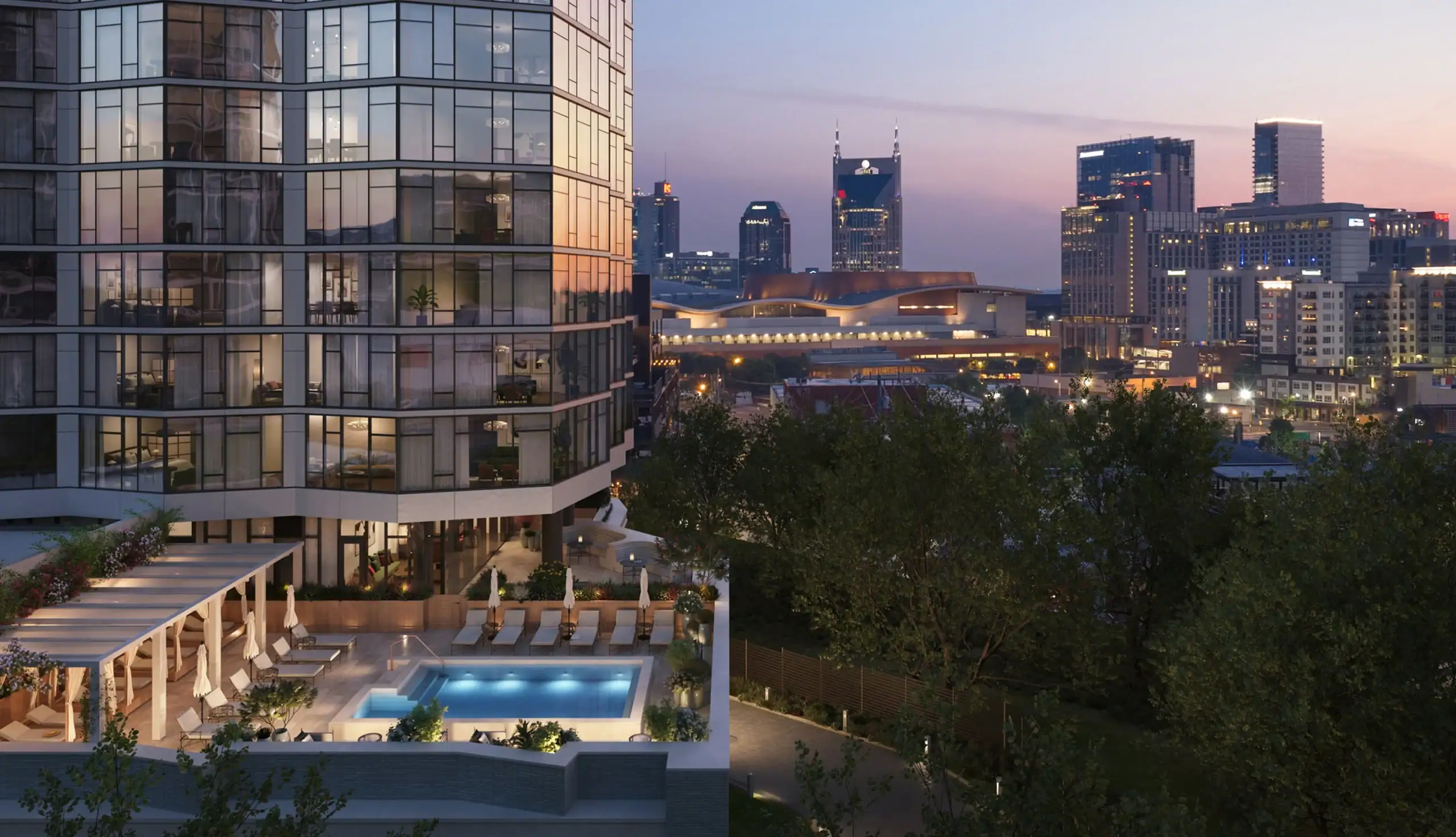 Pendry Residences Nashville 30-story tower rendering at 620 8th Avenue S in Paseo South Gulch