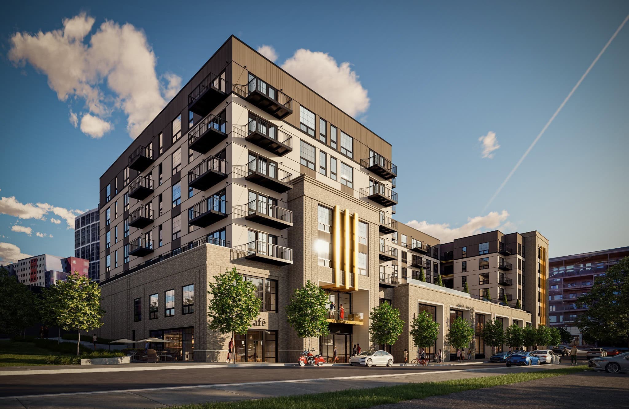 Allegro Nashville exterior corner view at 623 Middleton Street downtown Nashville, 7-story 82-unit luxury Airbnb condo development