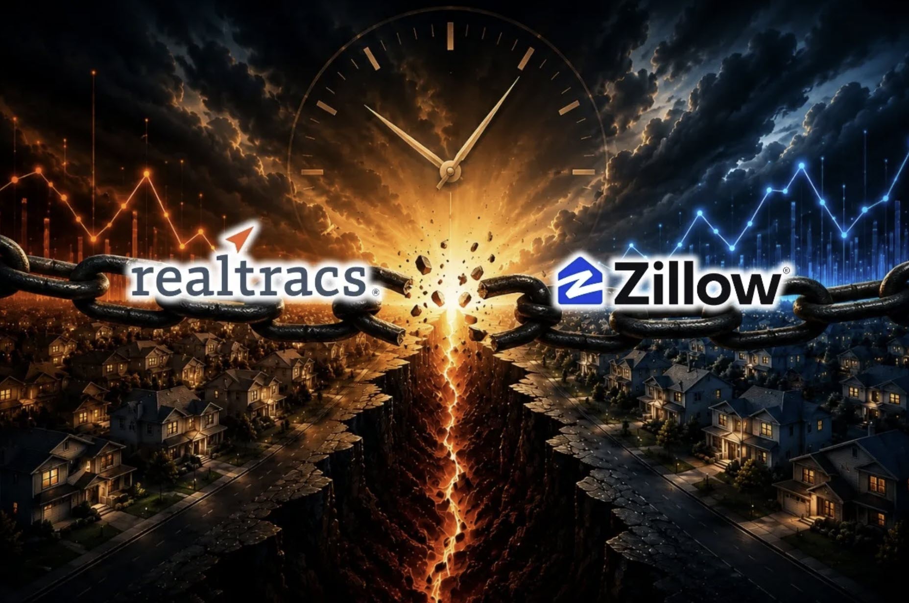 Realtracs MLS versus Zillow listing data dispute graphic illustrating the Tennessee multiple listing service negotiation over broker-created content display rights affecting Nashville home buyers and sellers in June 2026