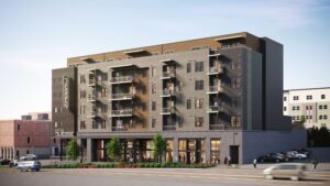 The Jesse East Nashville Airbnb condo development rendering at 730 Main Street, 58-unit STR-approved boutique building by Richland Building Partners delivering June 2026