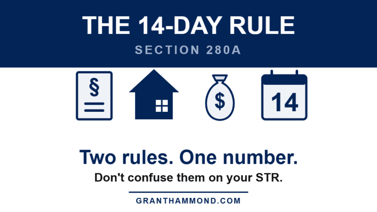 Section 280A 14-day rule for Nashville STR owners: two rules, one number